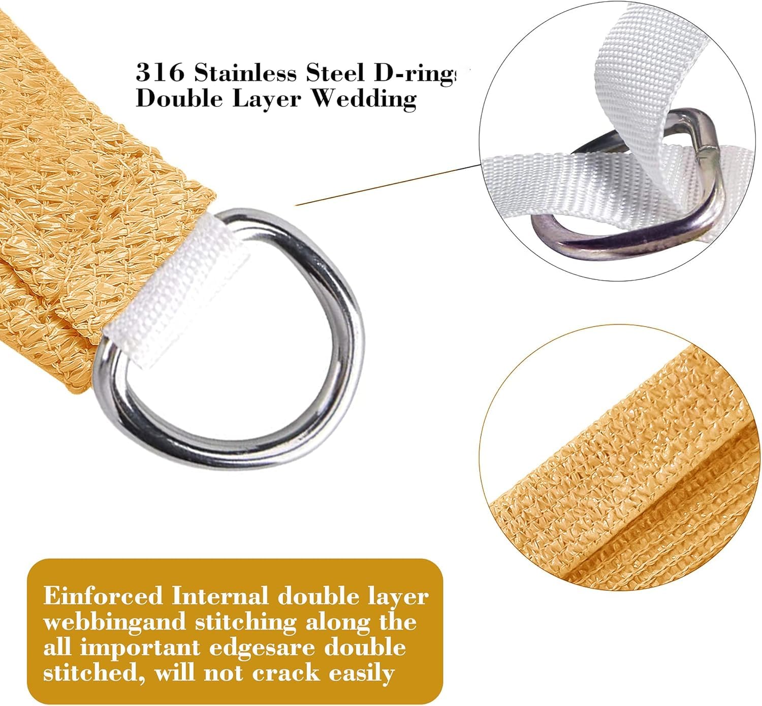 SHADESPEARE corner and label detail showing reinforced edge and secure mounting benefit
