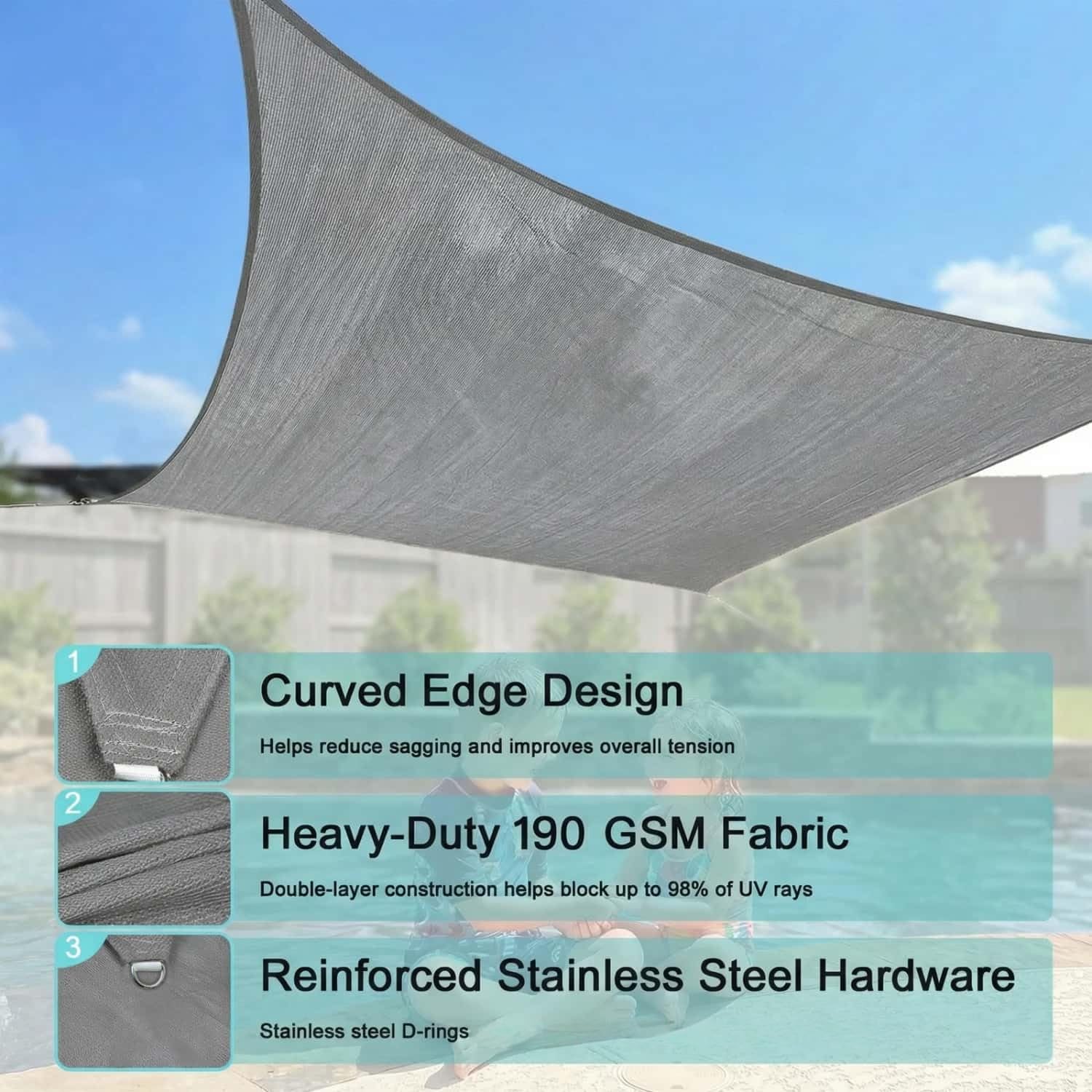 SHADEWIZ installed over patio dining area offering cool shade and comfort