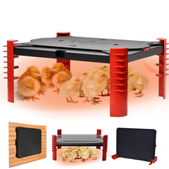 Shaledig front view of brooder plate showing slim profile and secure legs for safe warmth