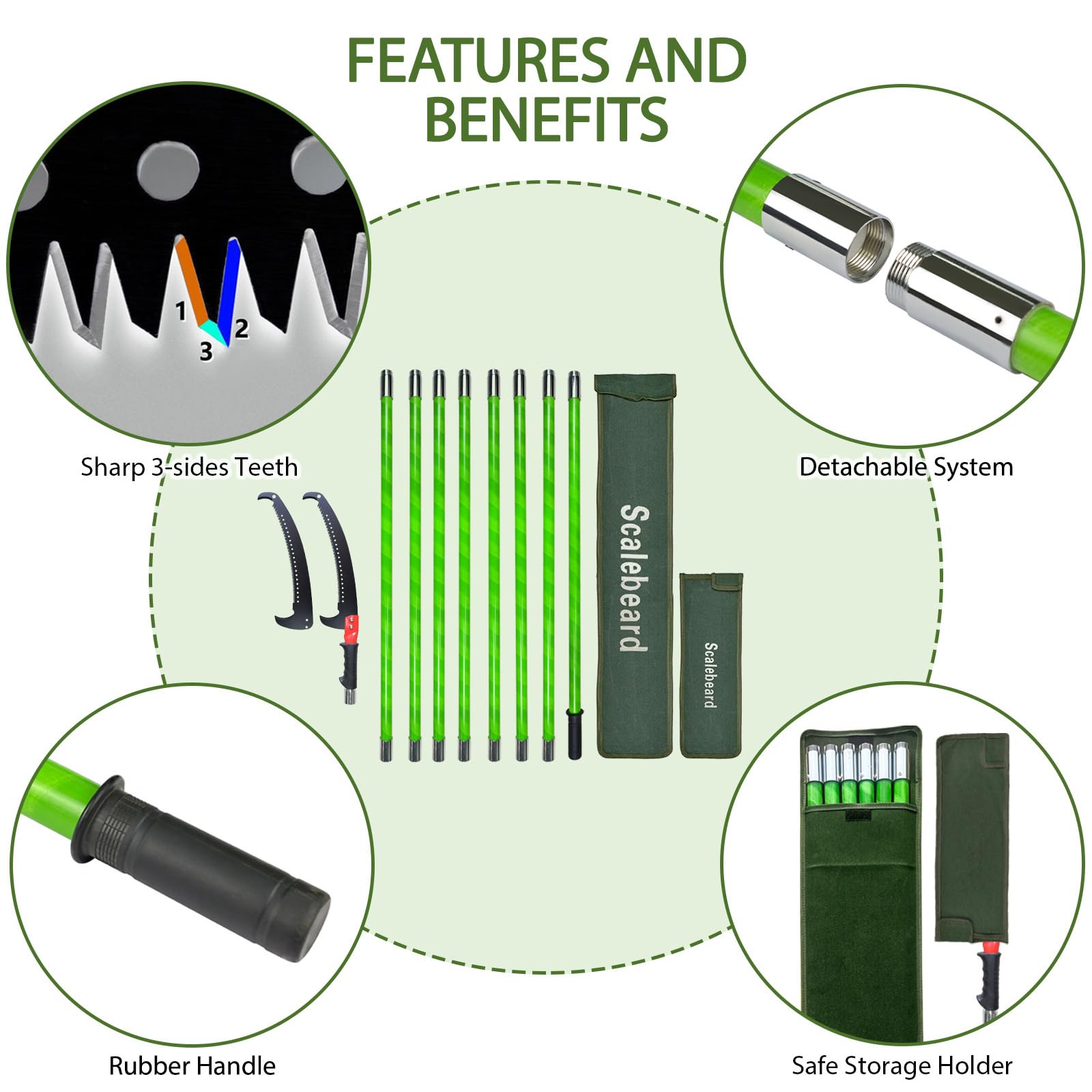 Shaledig pole connection detail showing secure join and quick assembly advantage