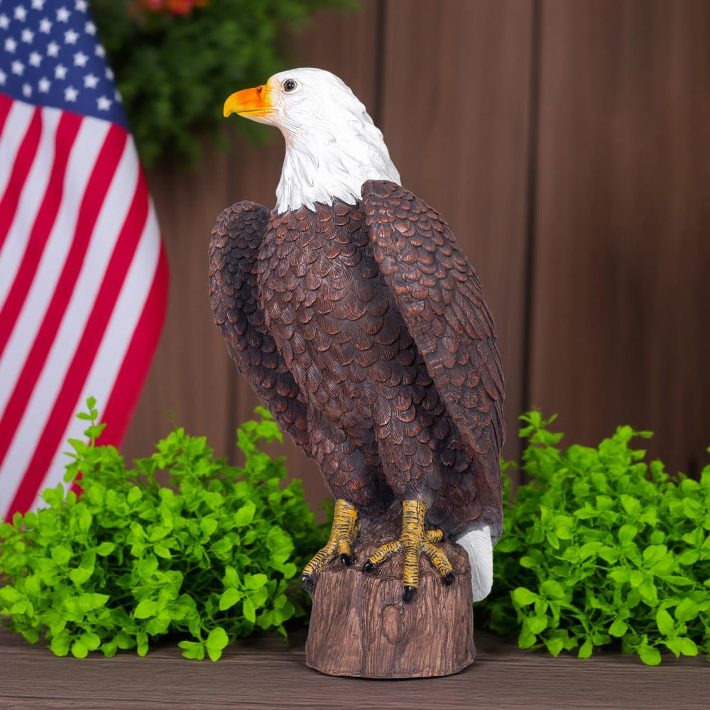 SHAODIE eagle statue placed on a porch adding patriotic outdoor decoration