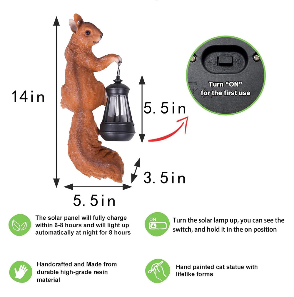 SHAODIE solar panel top capturing sun to power the squirrel's lantern