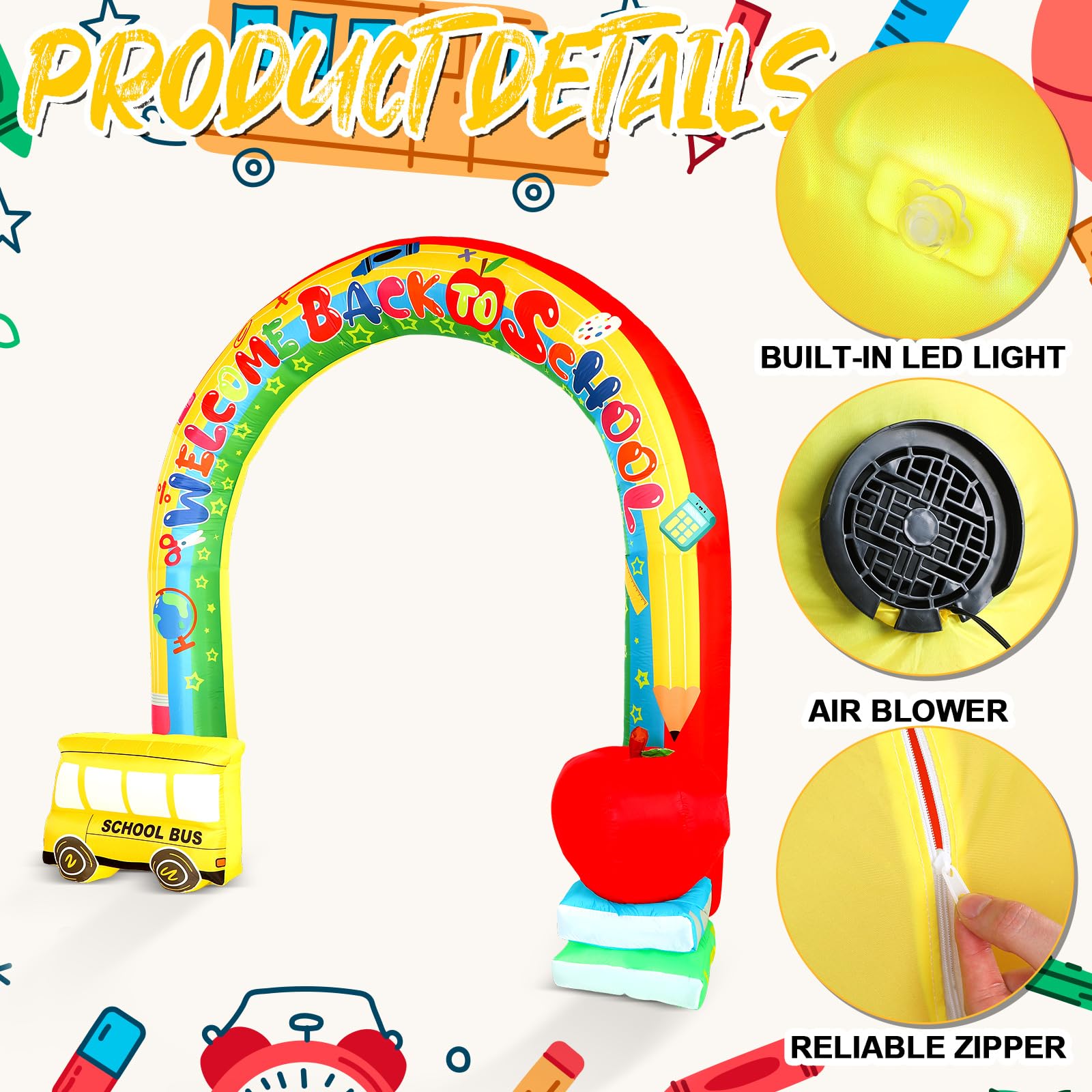 Shappy illuminated arch at night with LED lights enhancing visibility