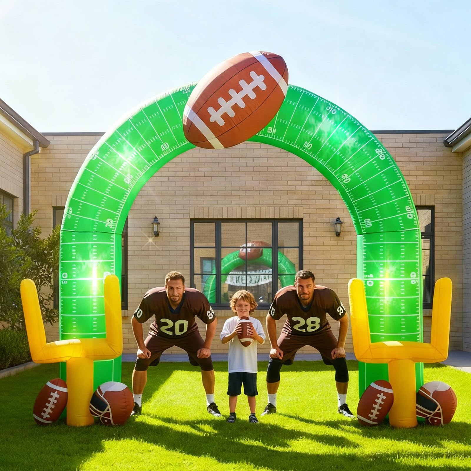 Shappy arch in backyard showing scale and party-ready presence