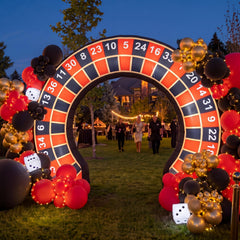 Shappy front view inflatable arch showing casino entrance and instant atmosphere
