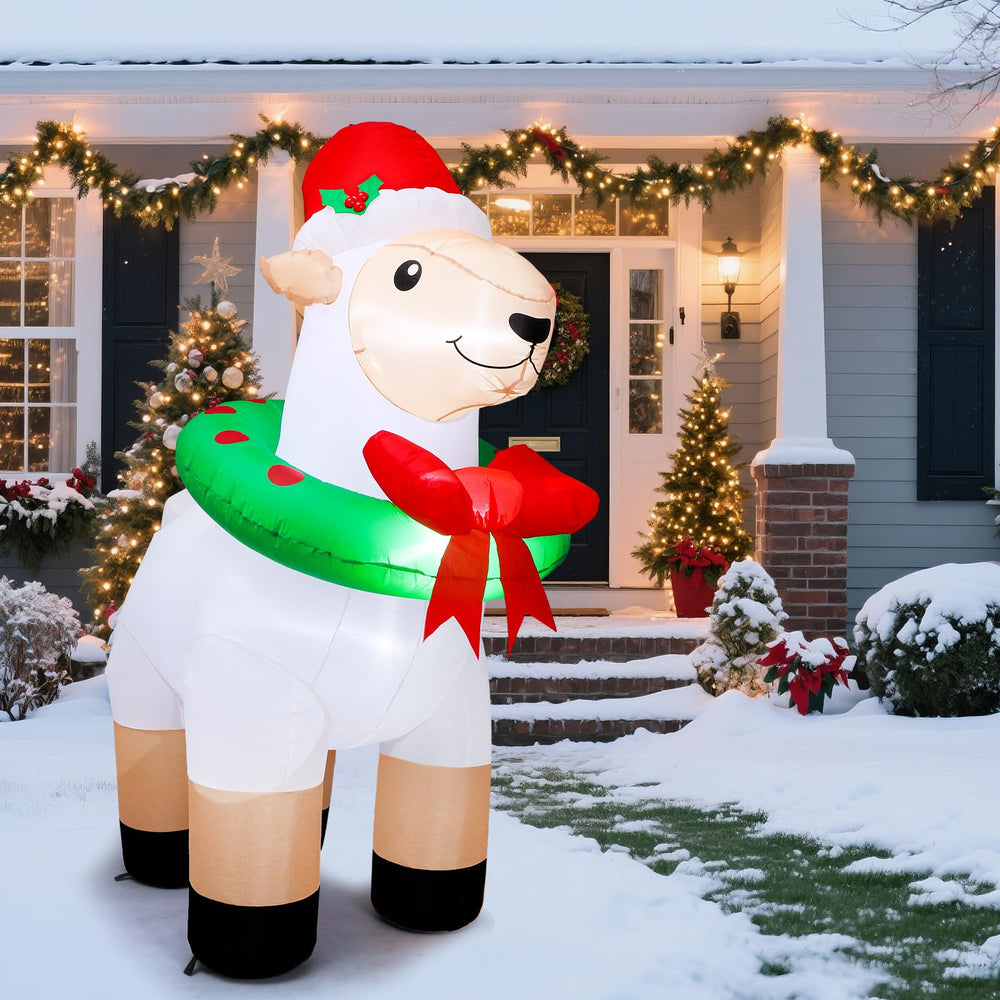 Shappy on lawn in festive setting showing charming farm-theme and neighbor-friendly appeal
