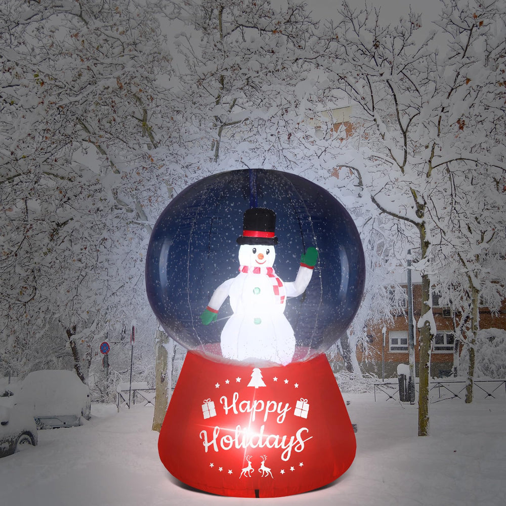 Shappy snow globe on a front porch adding festive curb appeal and ambiance