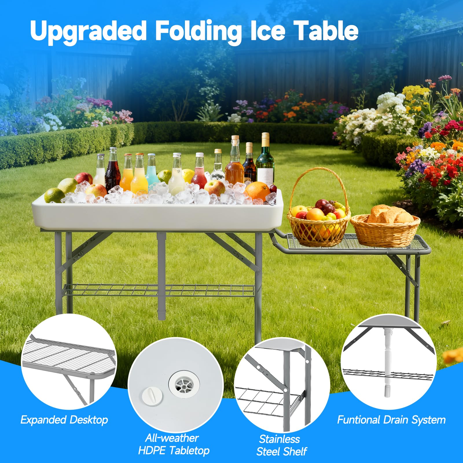 SHAREWIN detachable washable skirt on table improves presentation and hides ice