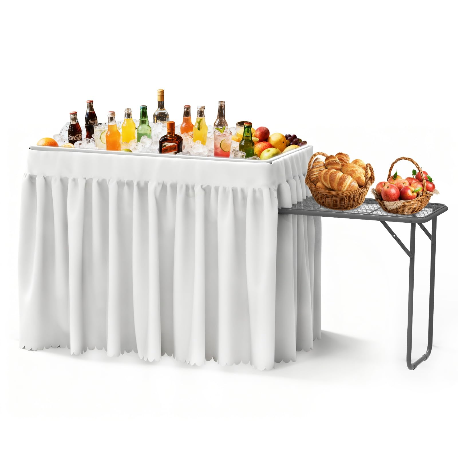 SHAREWIN front view of folded cooler table shows portability and storage convenience