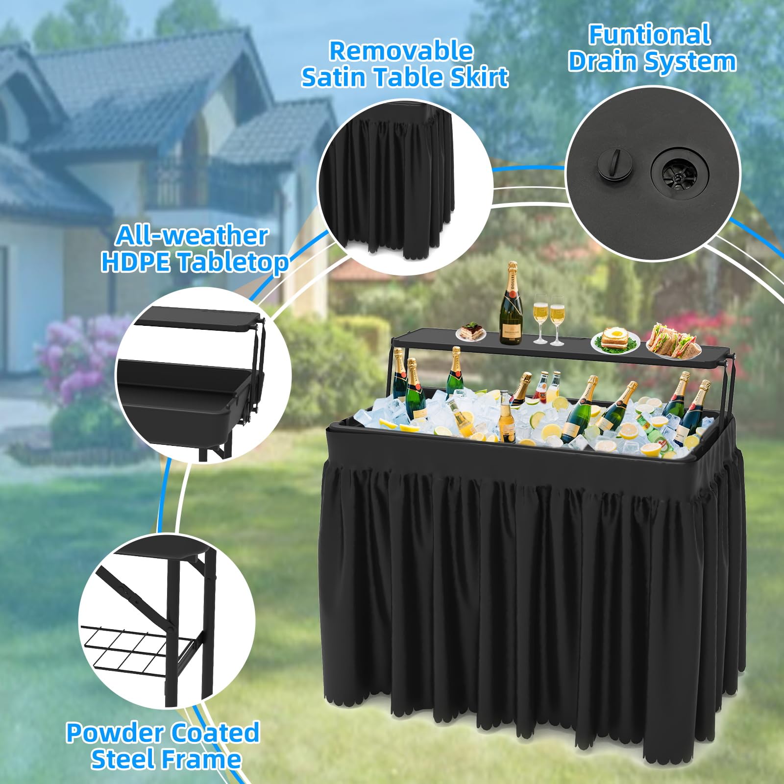 SHAREWIN party setup showing cold bar in use and attractive beverage display