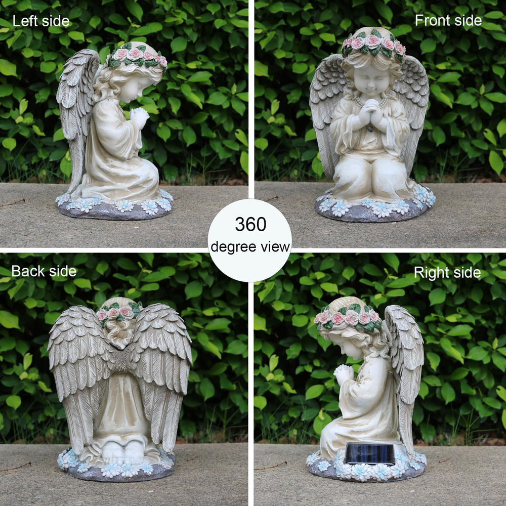 Sharita close-up of angel wings and chest detail highlighting craftsmanship and warm light