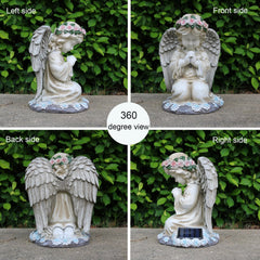 Sharita close-up of angel wings and chest detail highlighting craftsmanship and warm light