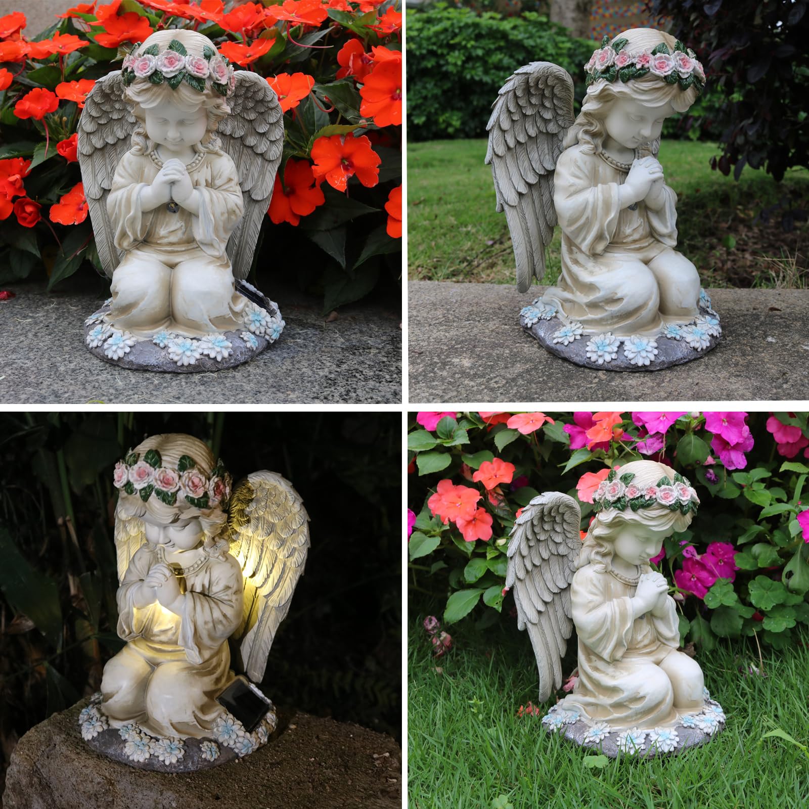 Sharita statue beside a hand for scale showing compact size and versatile placement benefit