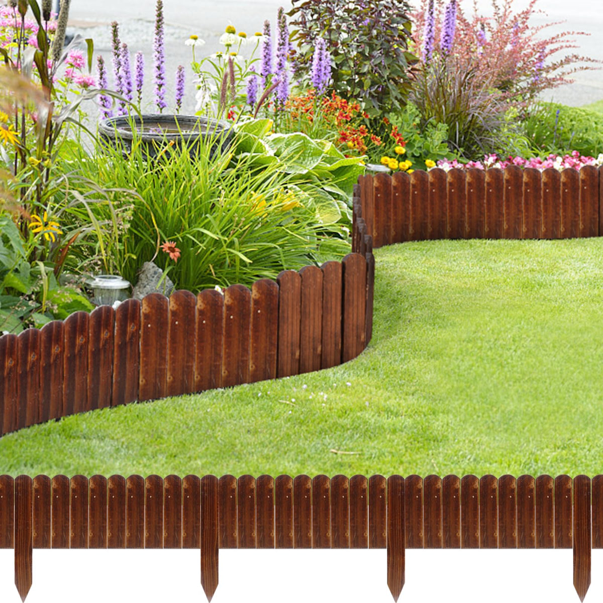 SHATGYI front view of 12ft pine garden fence showing neat natural finish and curb appeal