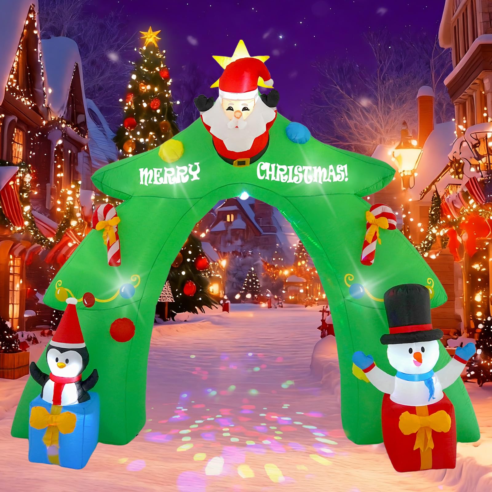 SHDEJTG front view of full arch showcasing festive curb appeal