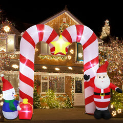 SHDEJTG front view of candy cane arch creating festive entrance appeal