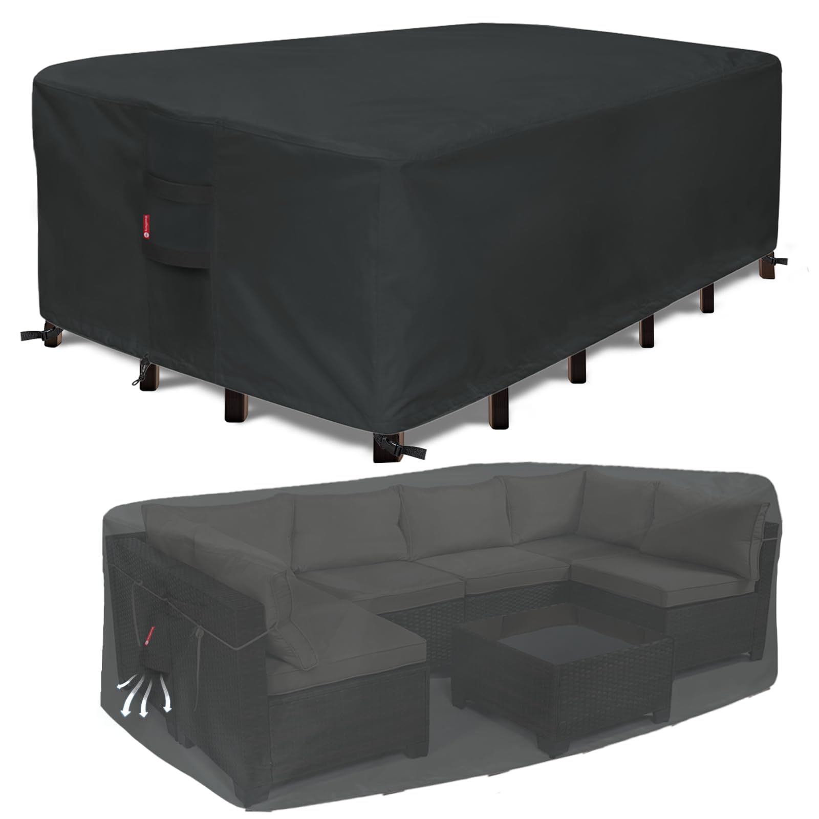 SheeChung front view of covered dining set showing full protection and neat fit