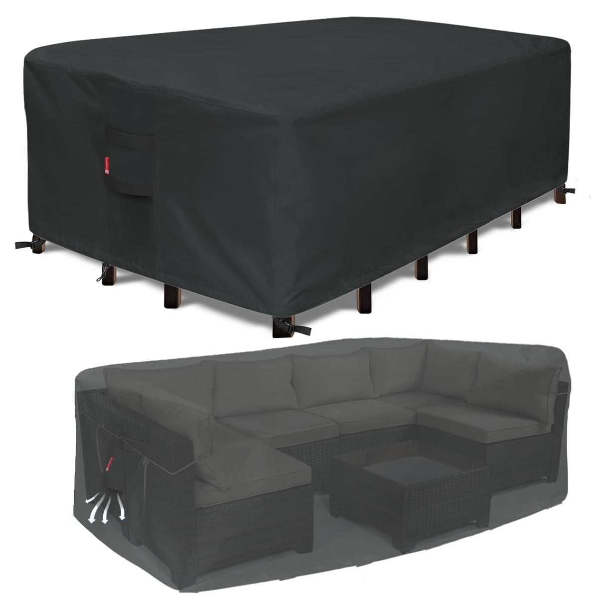 SheeChung front view of covered dining set showing full protection and neat fit