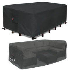 SheeChung front view showing cover protecting full patio set and keeping furniture dry