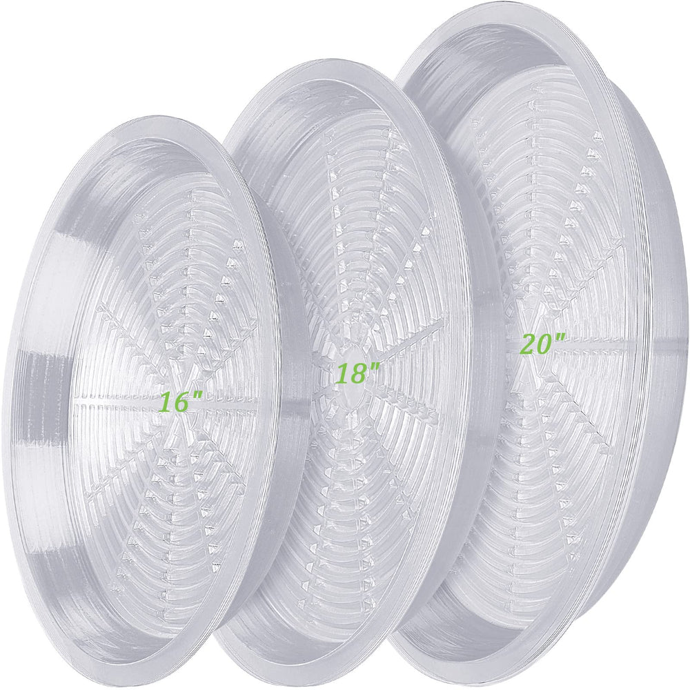 Shellwei clear saucers front pack showing full 18-piece set and benefit of organized storage