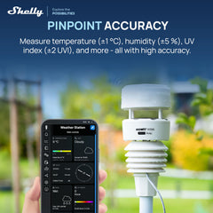 Shelly Ecowitt WS90 ultrasonic wind sensor closeup capturing accurate wind readings