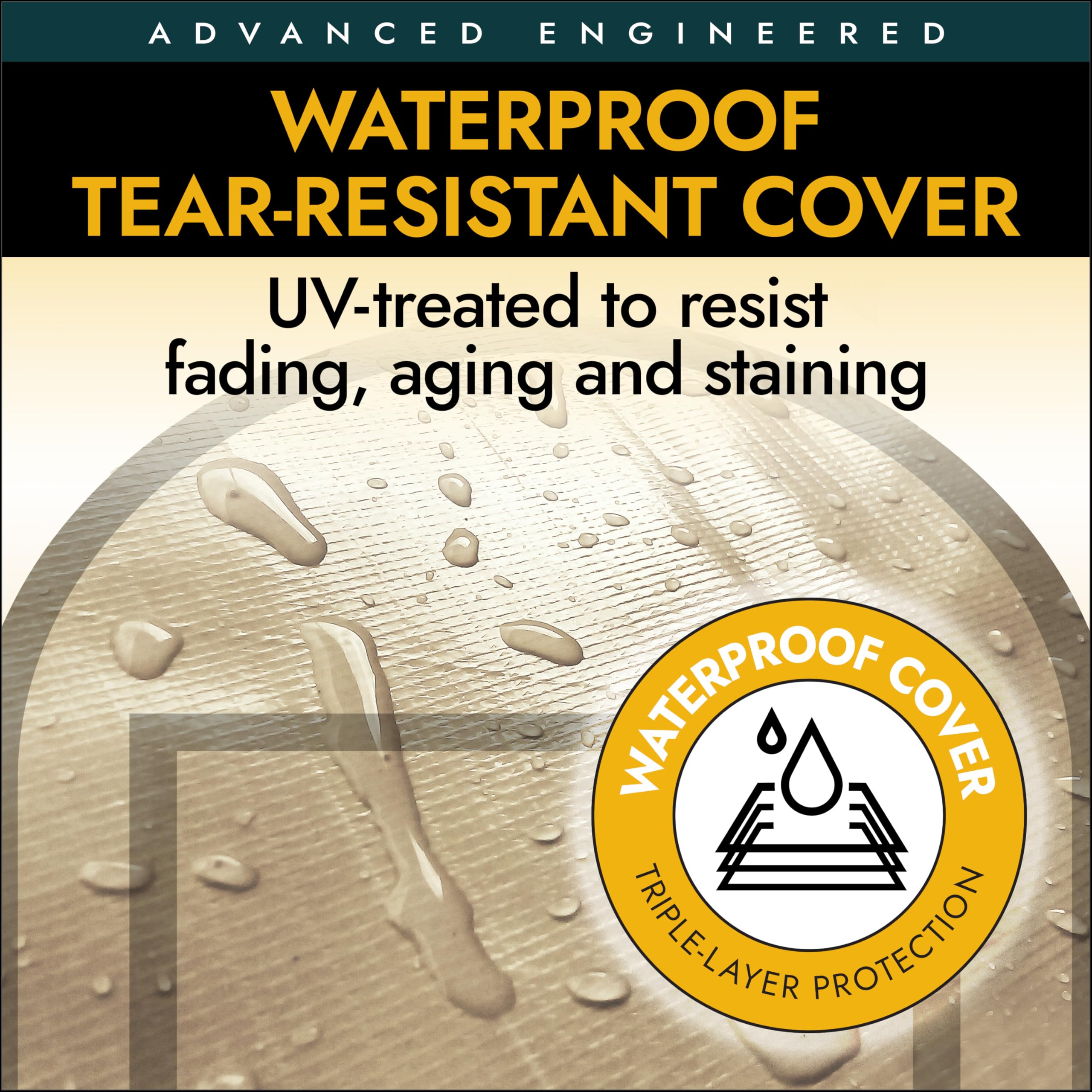 ShelterLogic ripstop cover texture detail, highlights waterproof and UV-treated fabric