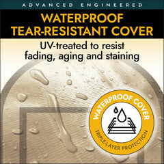 ShelterLogic ripstop cover texture detail, highlights waterproof and UV-treated fabric