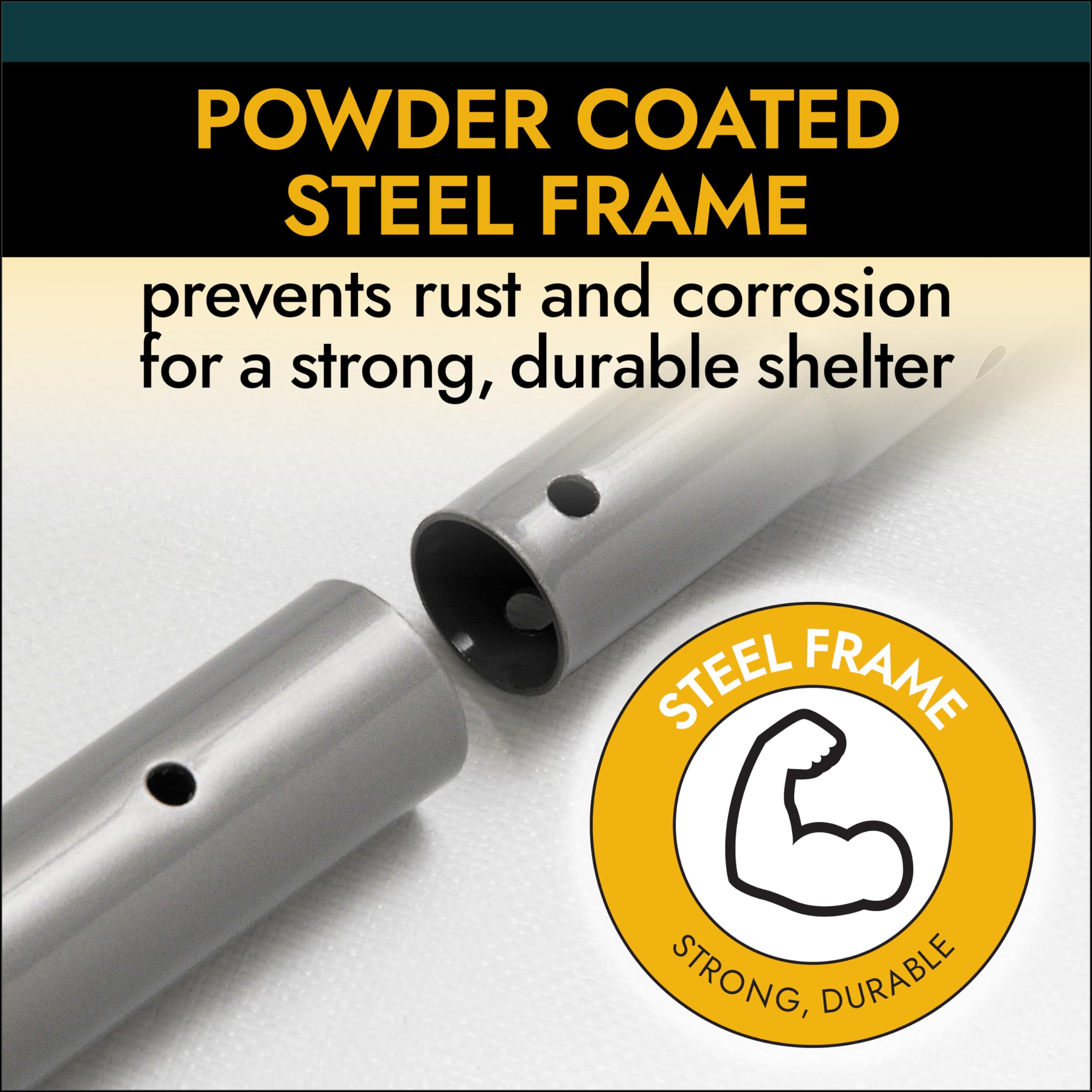 ShelterLogic double-zippered door panel close-up, offers secure and convenient access