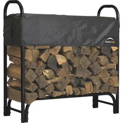 ShelterLogic front view of assembled rack showing compact storage and protection