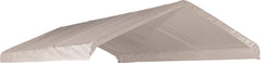 ShelterLogic front view of white 12x26 canopy cover showing clean fitted look and protection