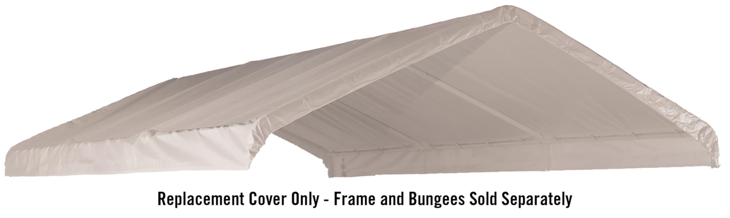ShelterLogic cover installed on SuperMax frame showing weatherproof shelter and tidy tension