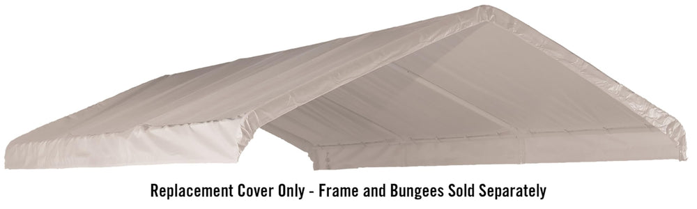 ShelterLogic cover installed on SuperMax frame showing weatherproof shelter and tidy tension