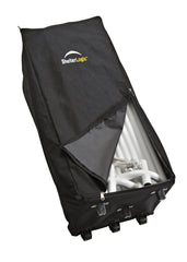ShelterLogic three-wheel system beneath bag for smooth rolling and balance