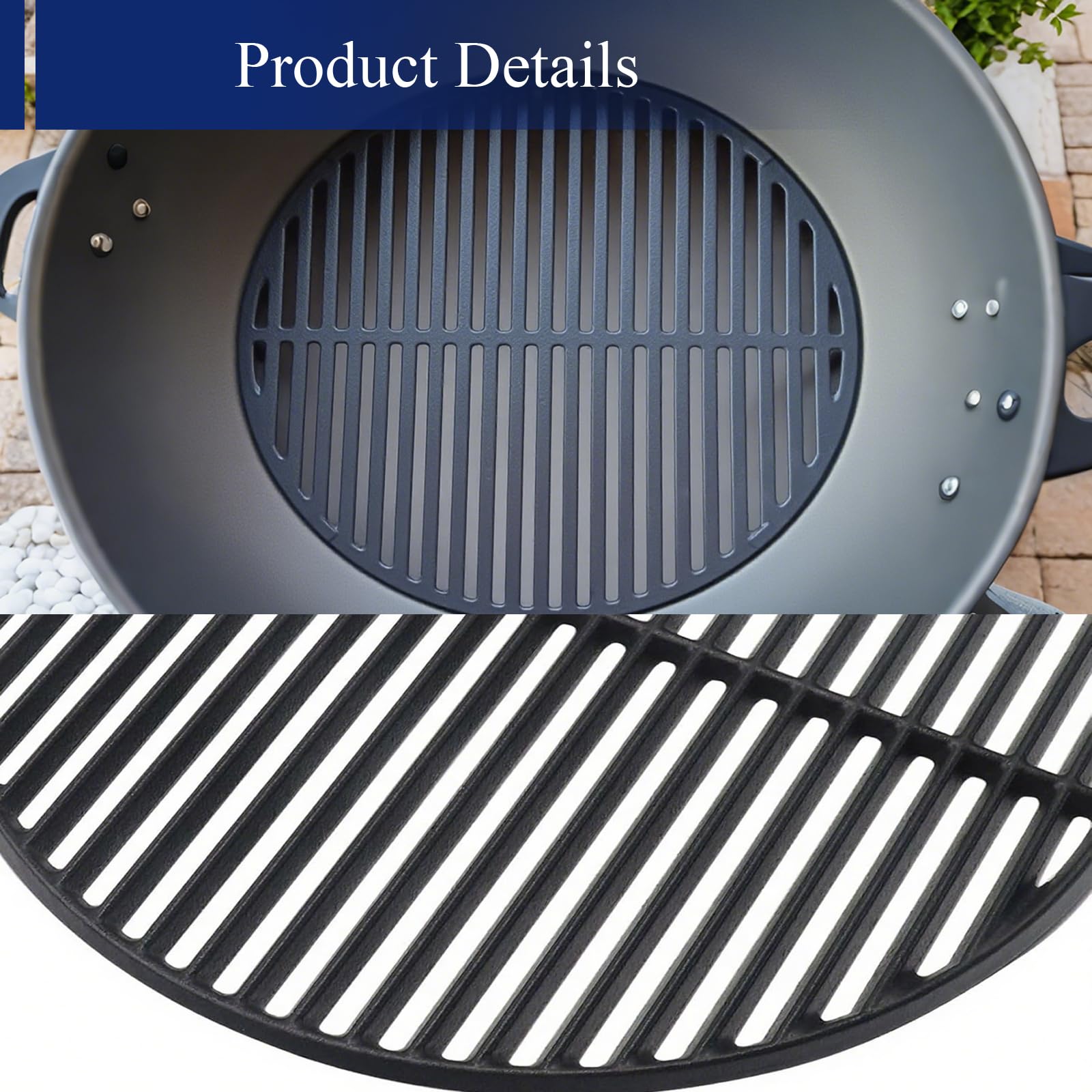 Shengyongh grate beside ruler showing 18 3/16-inch size for correct fit benefit
