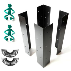 Sherfire front view of bracket showing matte black finish and sturdy profile, improves bed stability