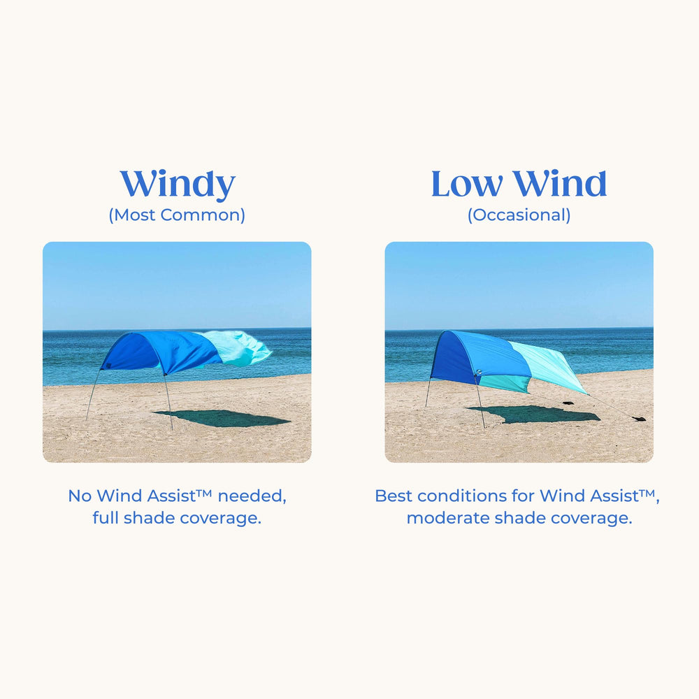 Shibumi Shade wind assist held in hand to show compact size and easy portability