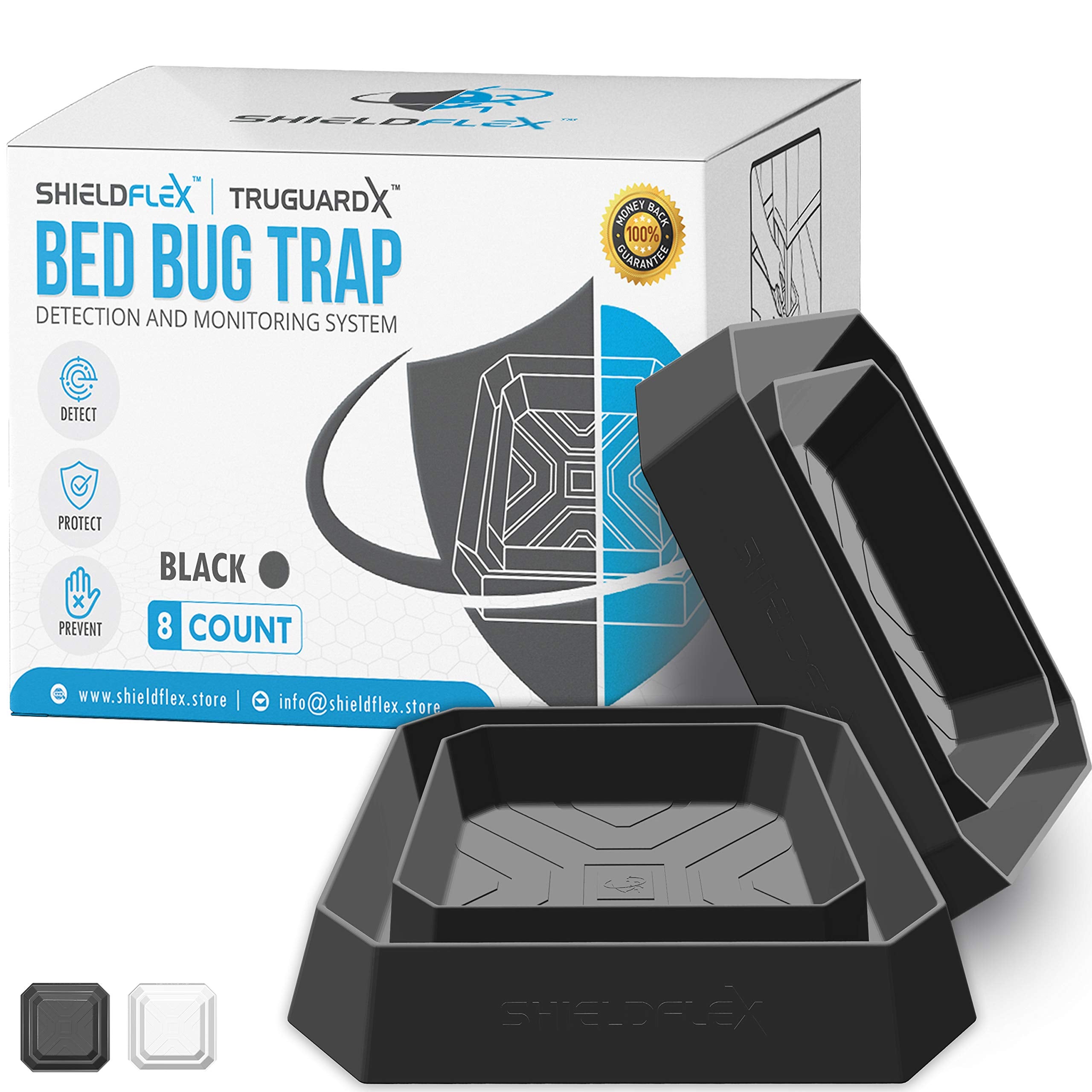 SHIELDFLEX TruGuard front packaging showing eight black interceptors and benefits