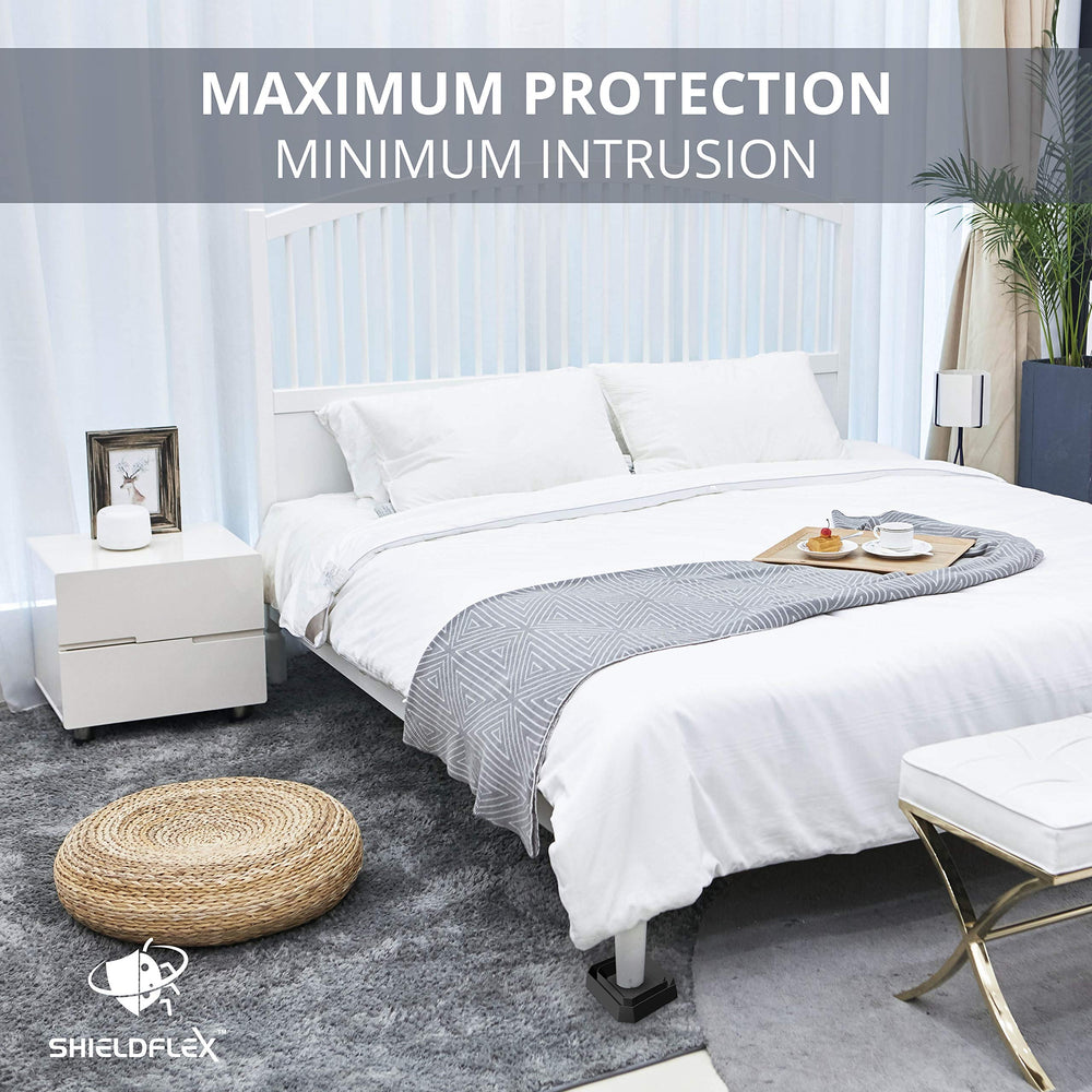 SHIELDFLEX in a bedroom scene illustrating non-chemical prevention and peace of mind