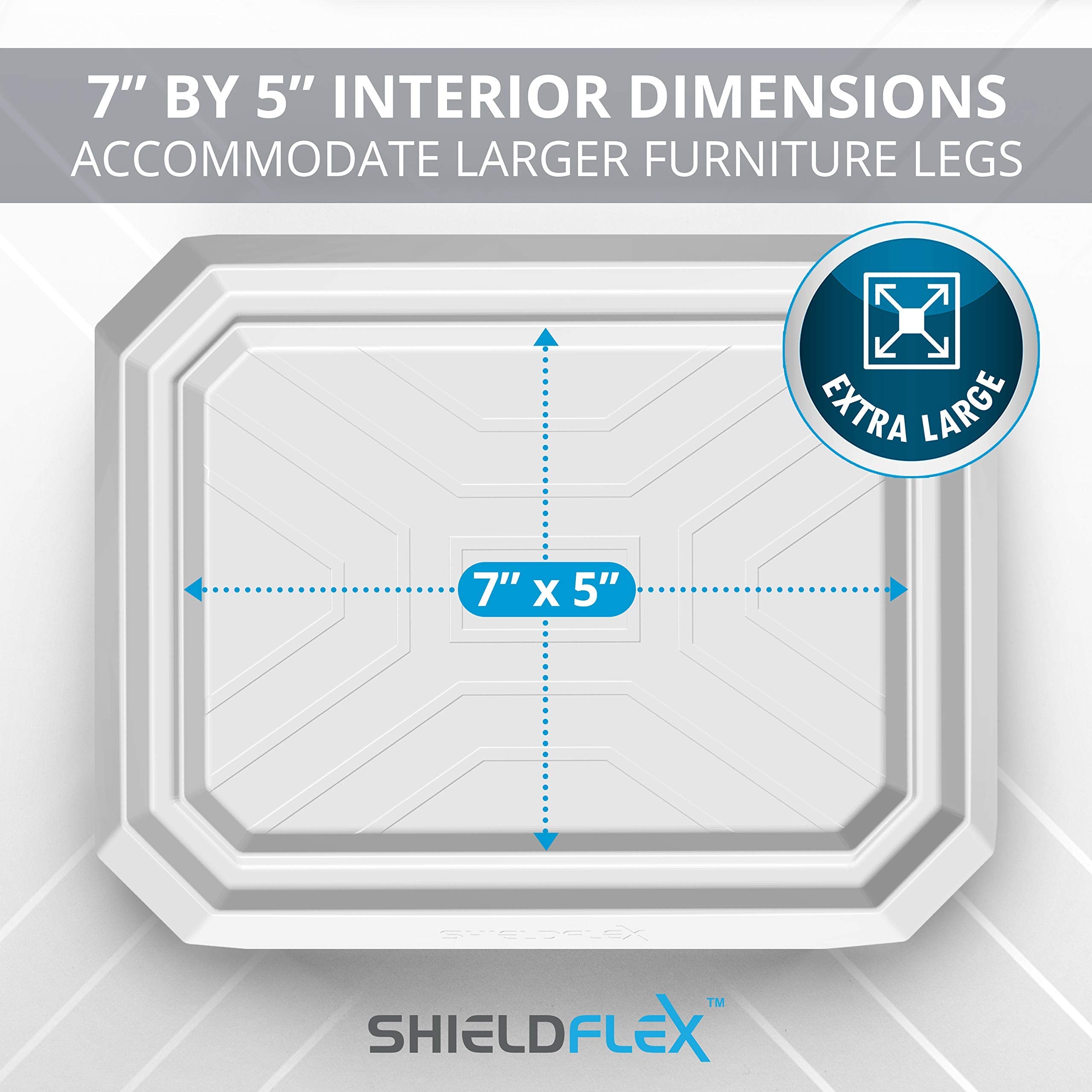 SHIELDFLEX size comparison with ruler showing extra-large opening fits thick furniture legs benefit