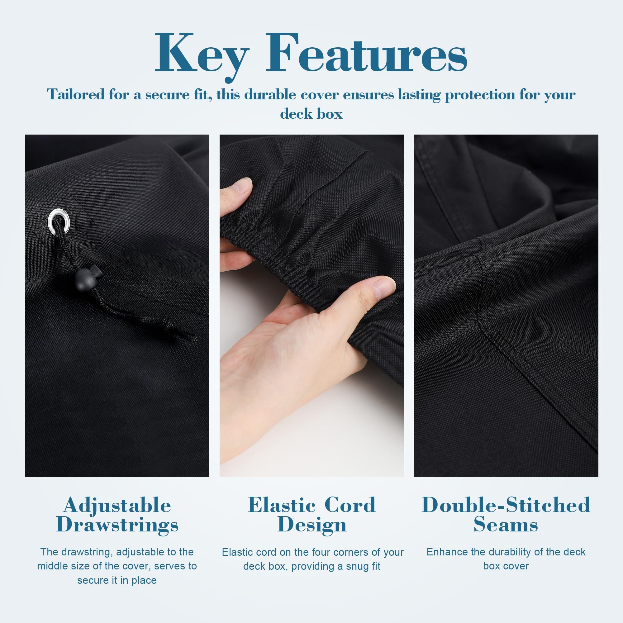 Shieldo elastic hem detail securing cover corners against strong winds