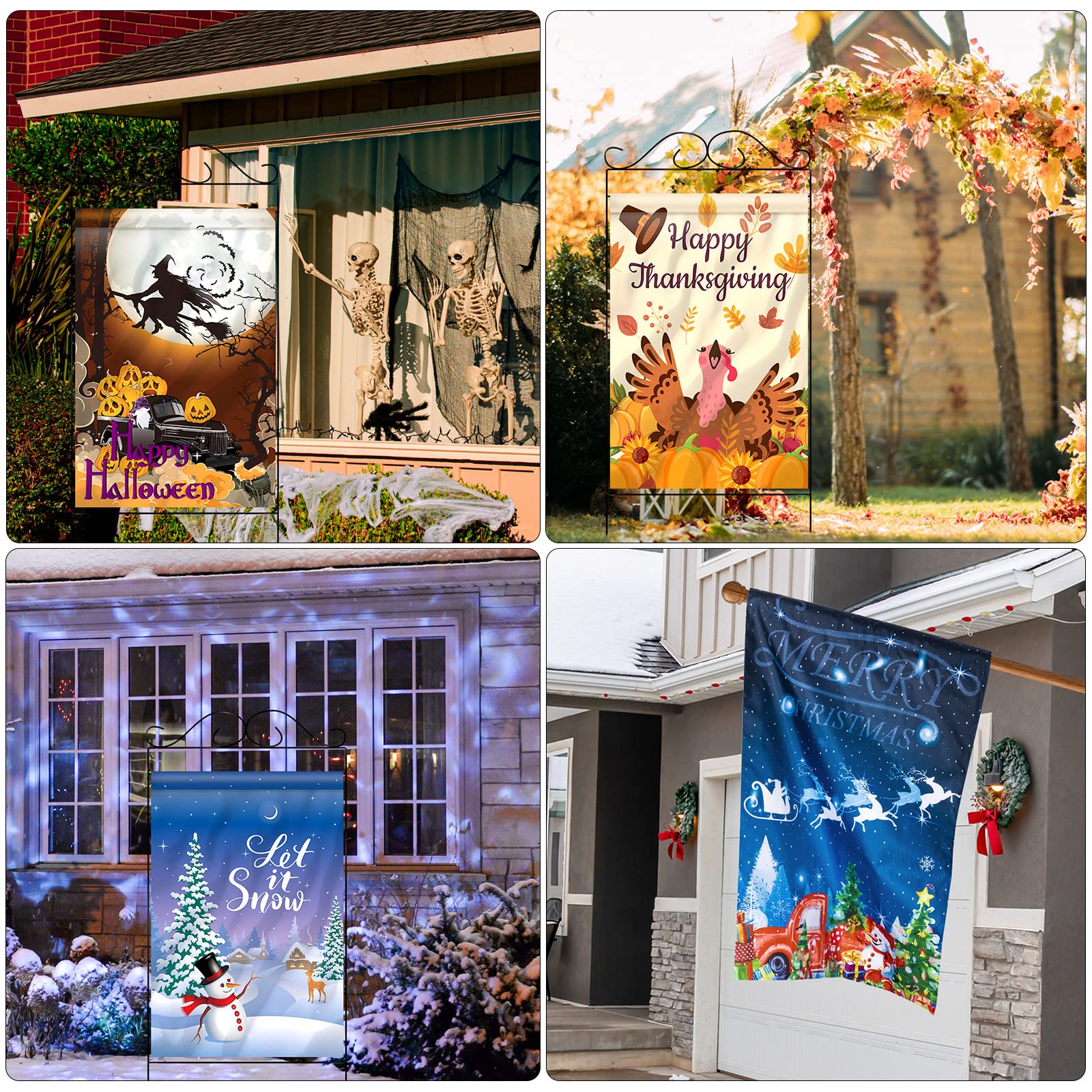 Shimeyao Christmas flag on a porch creating welcoming holiday decoration