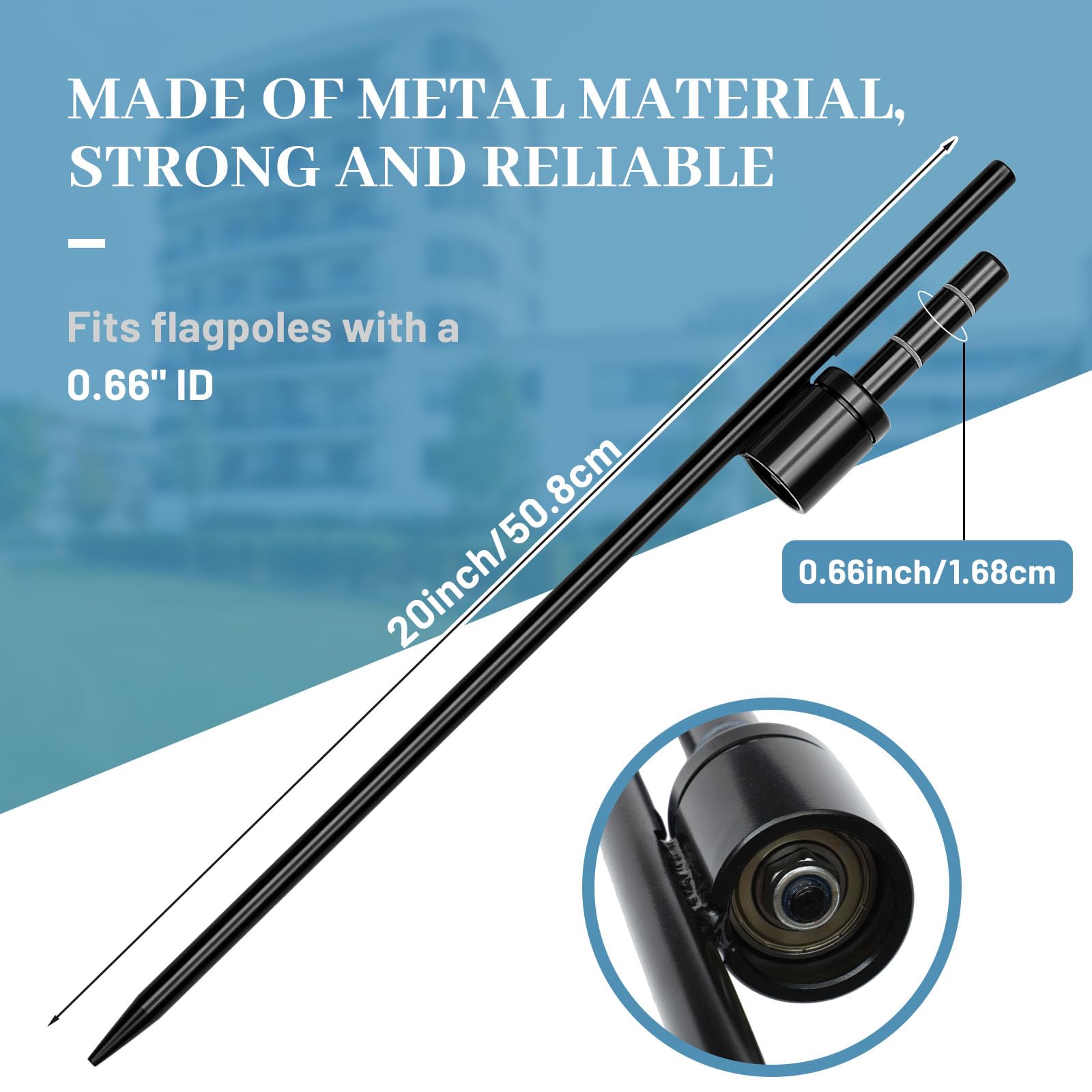 Shimeyao close-up of sleeve bearing showing secure pole fit and stability benefit