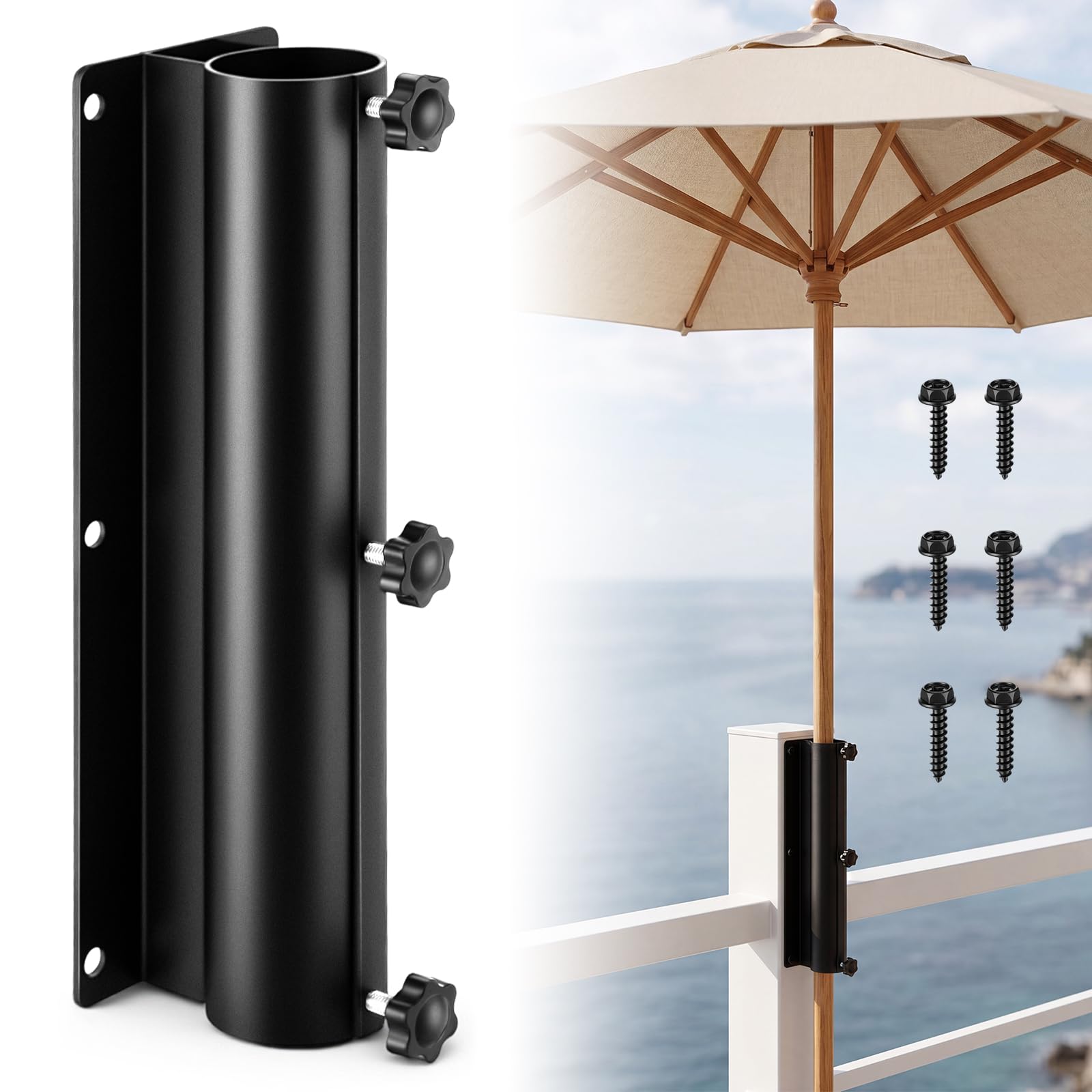 Shimeyao front view of umbrella holder showing compact durable mount and reliable support