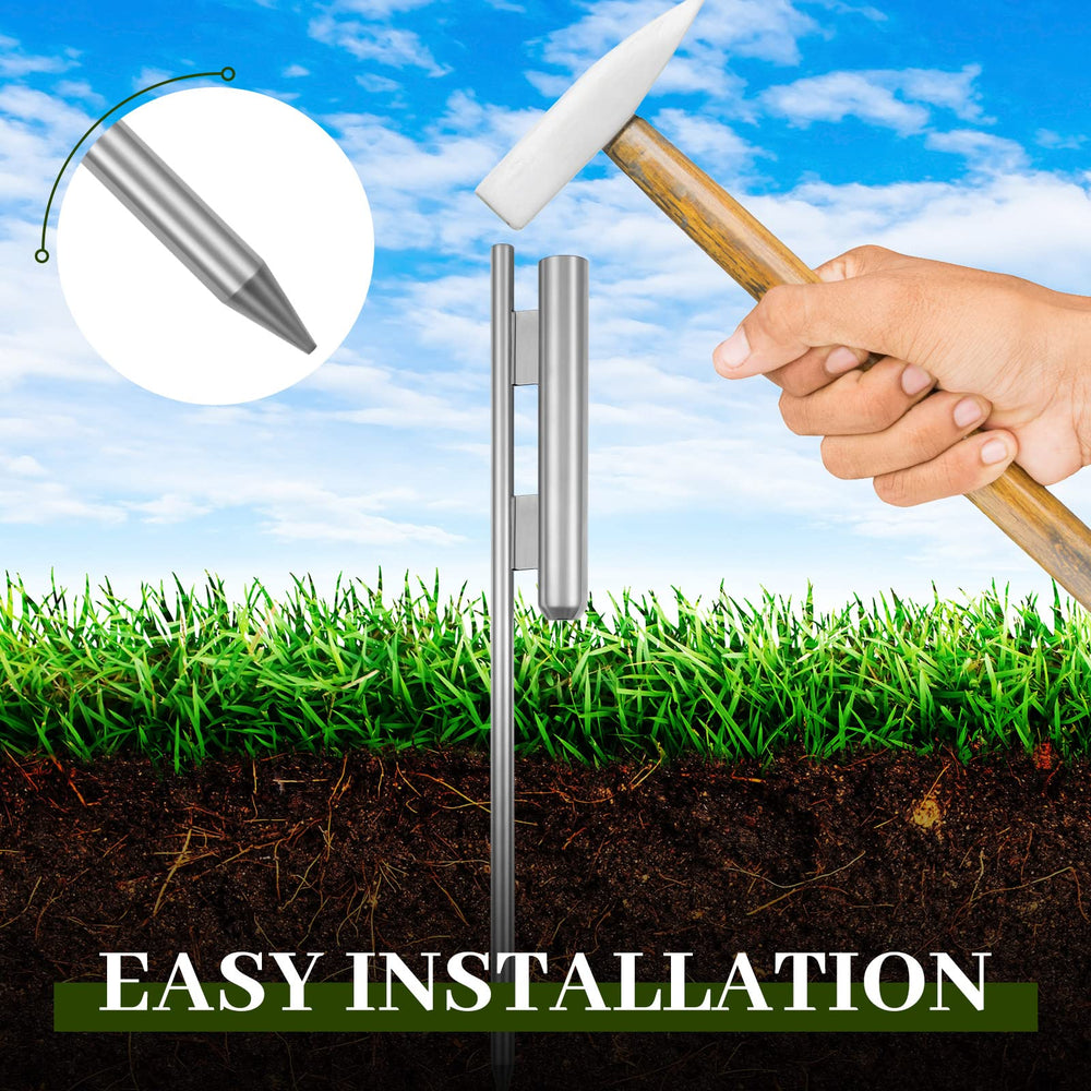 Shimeyao spike installed in lawn demonstrating stable flag anchoring outdoors