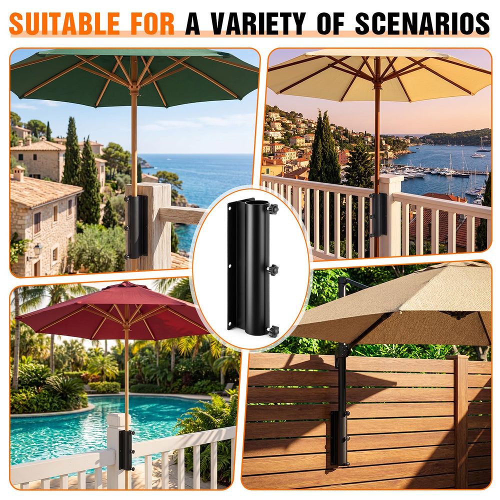 Shimeyao umbrella in use on porch highlighting stable shade and weatherproof finish