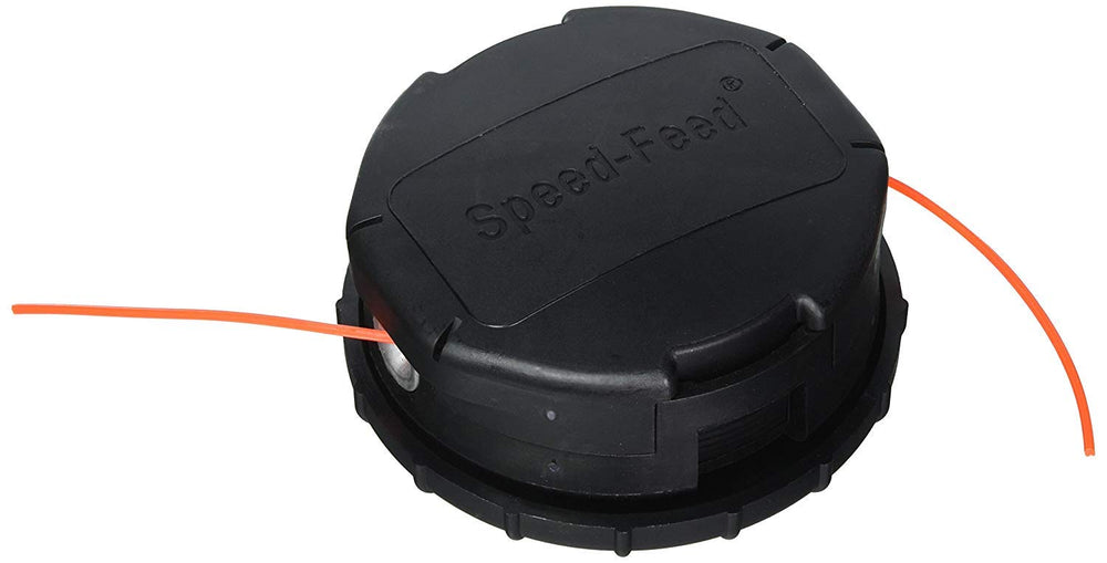 Shindaiwa Speed-Feed 450 trimmer head front view showing mounting hardware and durable shell