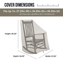 Shine Company cover in use on porch rocker demonstrating neat fit and weather protection