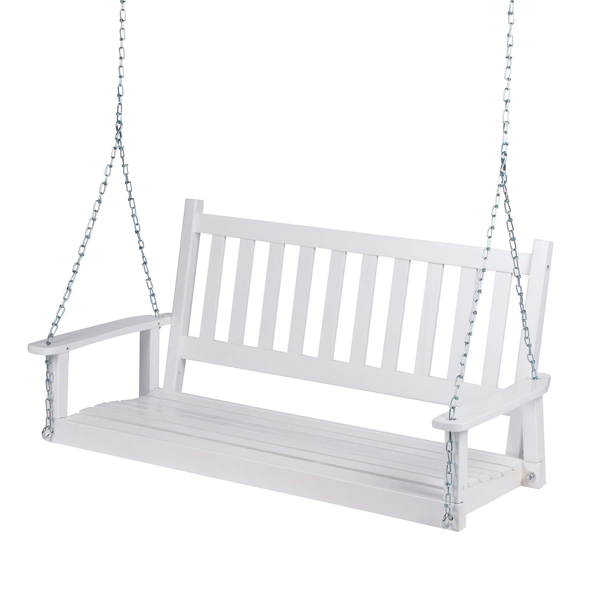 Shine Company front view white porch swing showing full bench and clean finish for curb appeal