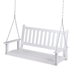 Shine Company front view white porch swing showing full bench and clean finish for curb appeal
