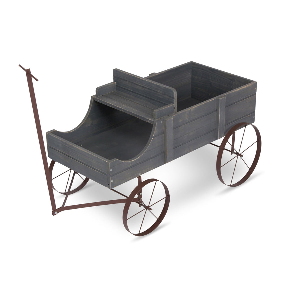 Shine Company wagon next to patio chair showing size and scale for placement planning